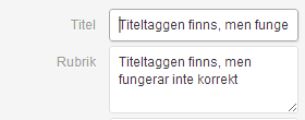 Titeltaggen finns, men fungerar inte korrekt