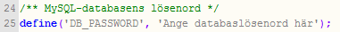 Ange MySql-användarens lösenord Ange MySql-användarens lösenord