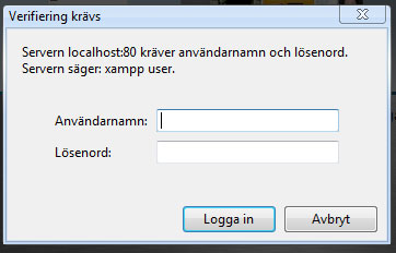 Nu krävs inloggning för att komma åt webbservern Nu krävs inloggning för att komma åt webbservern